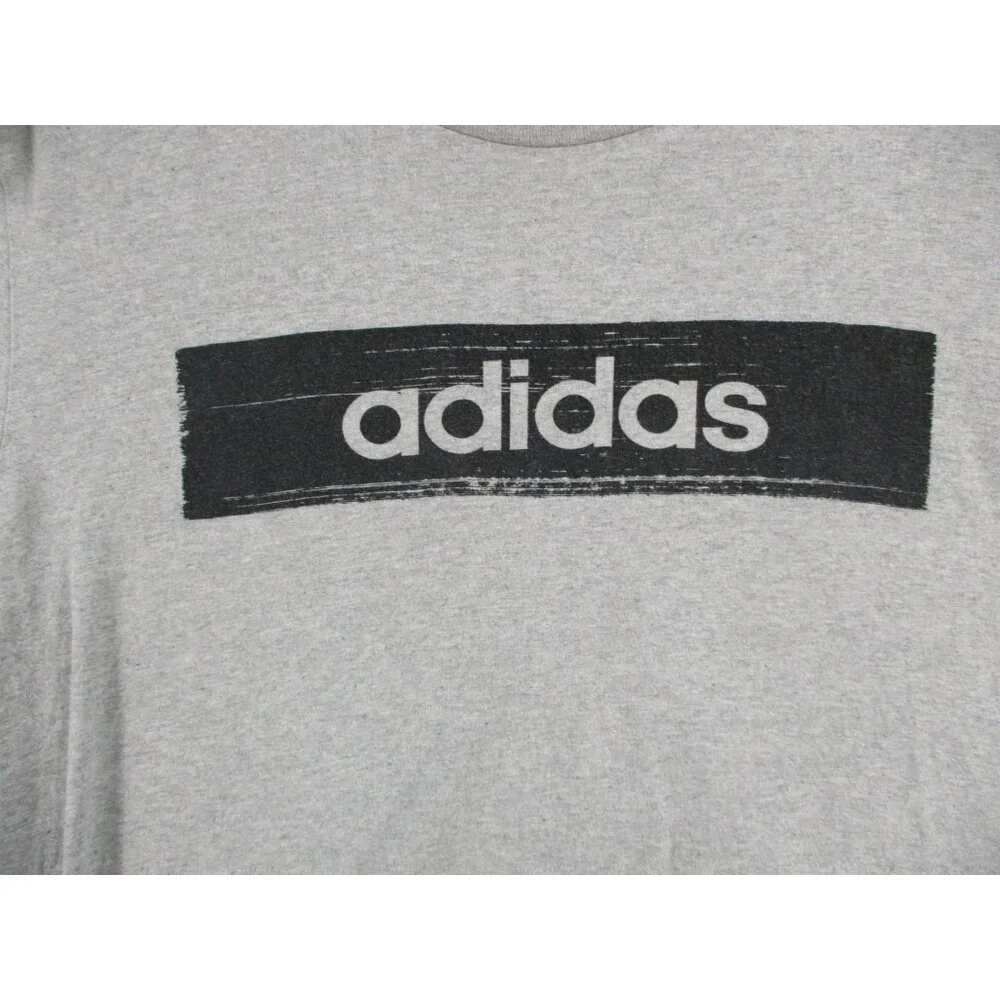 Adidas Mens Gray Graphic Logo T-Shirt Size L‎ Short Sleeve Lightweight Casual